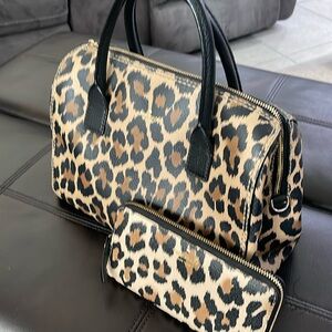 Kate Spade Mega Lane Leopard Purse with Wallet set